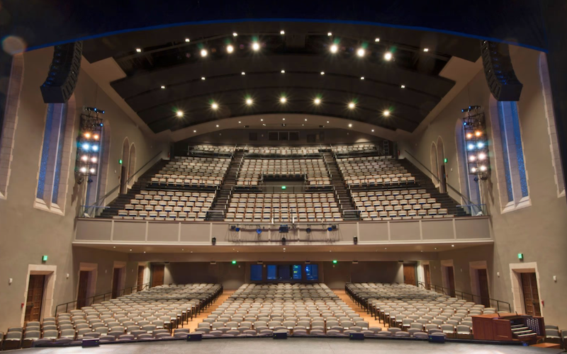 A two tiered theater space